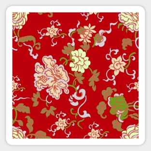 Gorgeous Red Color Pink Rose Seamless Floral Pattern Sticker